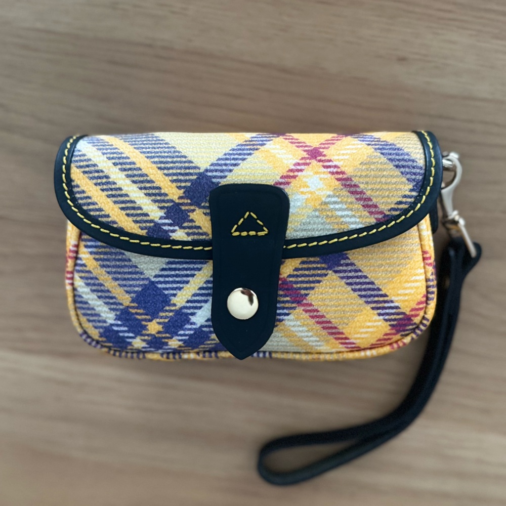 Dooney & Bourke Yellow and Black Plaid Wristlet Bag